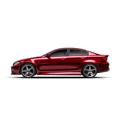 Concept car sports premium coupe. Plug-in hybrid. Technologies of eco-friendly transport. Red car on white background.