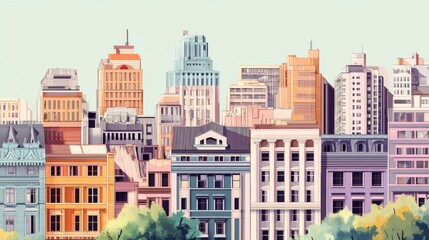 Obraz premium city buildings illustration