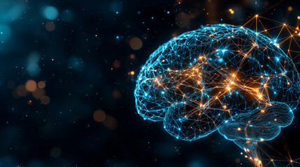 Abstract representation of a brain with glowing connections, symbolizing artificial intelligence and neural networks.