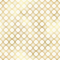Oriental style seamless pattern. Vector foil gold ornament on white background. Islamic traditional texture for backgrounds, wallpapers, textile patterns, decoration