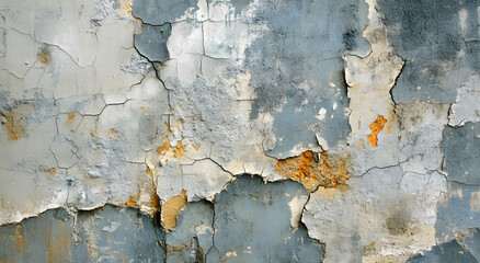 A Detailed Close-Up of the Damaged Wall Showcasing Cracks and Peeling Paint
