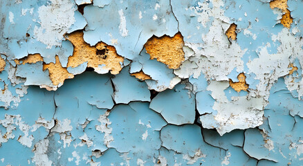 A Detailed Close-Up of the Damaged Wall Showcasing Cracks and Peeling Paint
