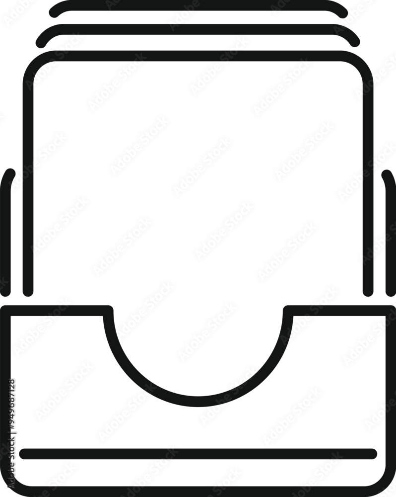 Poster line icon of archive box with documents representing concept of storing and systematizing informatio