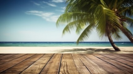 Wooden Deck Facing a Tropical Beach