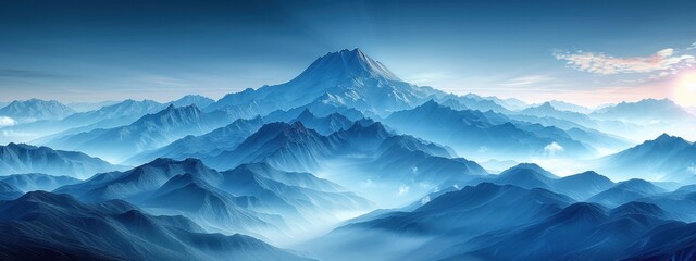 Fototapeta premium Minimalist Mountain: A minimalist composition focusing on the essential elements of a mountain landscape.