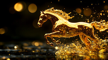 Obraz premium The seamless flow of engine oil mirrors the swift, rhythmic movement of a horse in motion