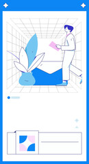 Character reading quietly vector concept operation hand drawn illustration
