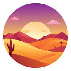 Vector Sunset in the Dessert