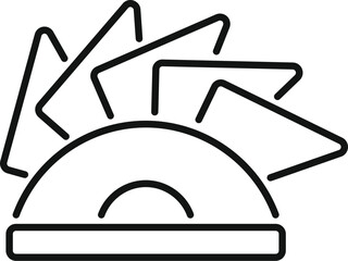 Circular saw blade cutting wood working tool icon outline vector