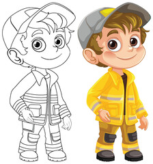 Young Firefighter in Uniform