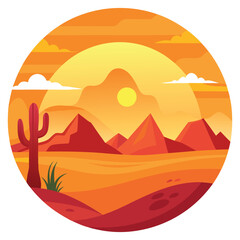 Vector Sunset in the Dessert