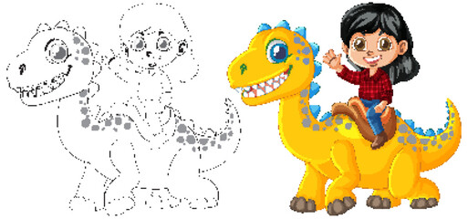 Child Riding a Friendly Dinosaur