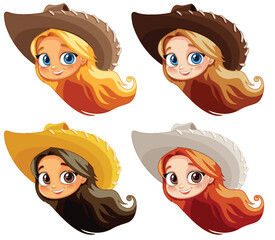 Cowgirl Portraits in Different Hats