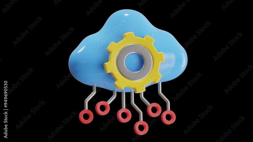 Poster 3d animation of improving networks with cloud computing | alpha channel