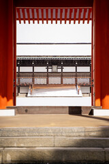 Kyoto imperial palace in snow