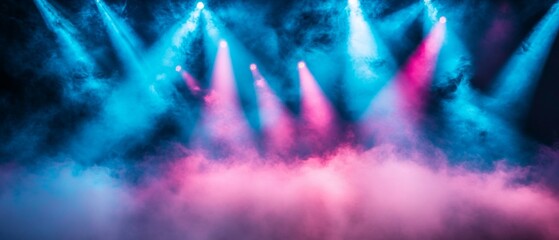 Colorful Stage Lights and Smoke Creating Dramatic Atmosphere at a Concert or Event