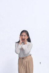 Fototapeta premium Young Asian Woman Poses and Face Expressions