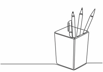 Minimalist Continuous Line Art of Stationery Items for Education in Vector Style