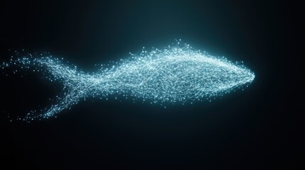 Fototapeta premium Abstract Digital Fish Illustration with Glowing Network of Light Points on Dark Background, Symbolizing Technology, Innovation, and Connectivity in a Futuristic Design