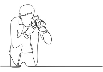 Minimalist Continuous Line Drawing of a Photographer in Hand-Drawn Vector Style