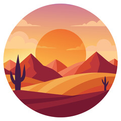 Vector Sunset in the Dessert