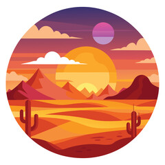 Vector Sunset in the Dessert
