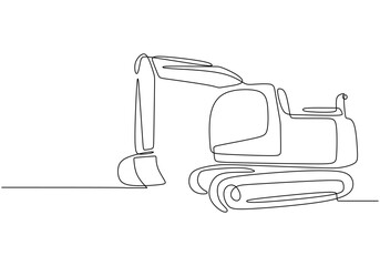 Minimalist Vector Illustration of an Excavator in Continuous Line Drawing Style