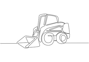 Minimalist Continuous Line Drawing of a Skid Steer Loader Construction Vehicle