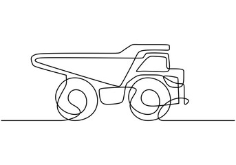 Sleek Vector Continuous Line Drawing of a Dump Truck Construction Vehicle