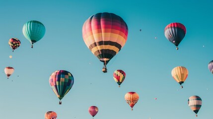 Obraz premium Vibrant Hot Air Balloon Festival Featuring Diverse Property Types Aloft