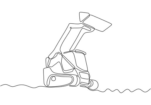recommend clip art: Continuous line art of a skid steer loader in a clean vector style for construction vehicles