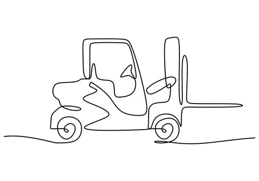 recommend clip art: Continuous line drawing of a forklift in a clean vector design for construction vehicles