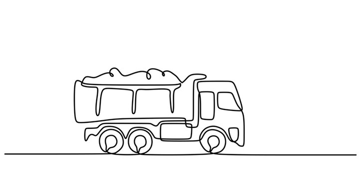 recommend clip art: Simple vector illustration of a large dump truck in a minimalist design
