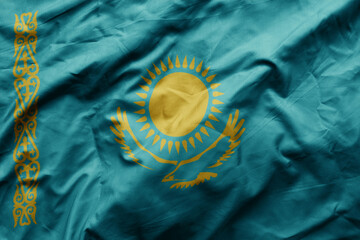 waving colorful realistic national flag of kazakhstan .