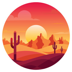 Vector, Sunset in the Dessert