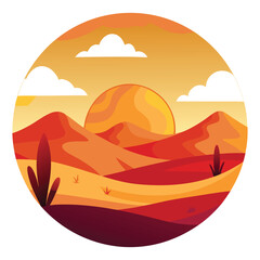 Vector, Sunset in the Dessert
