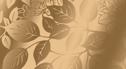 Luxurious golden botanical background. Printable wallpapers, covers, wall art, greeting card, wedding cards, invitations.