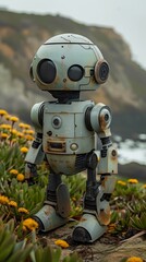 Fototapeta premium Intricate Robot Design Showcased in a Mysterious Environment