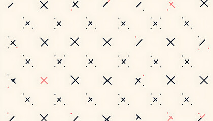 Obraz premium Repeating patterns of small, simple shapes like dots, crosses, or lines, spaced out across a solid background