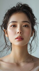 Naklejka premium Beauty Asian Woman Enjoying Spa Treatment for Healthy Skin Care.