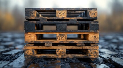 Stacked Wooden Pallets