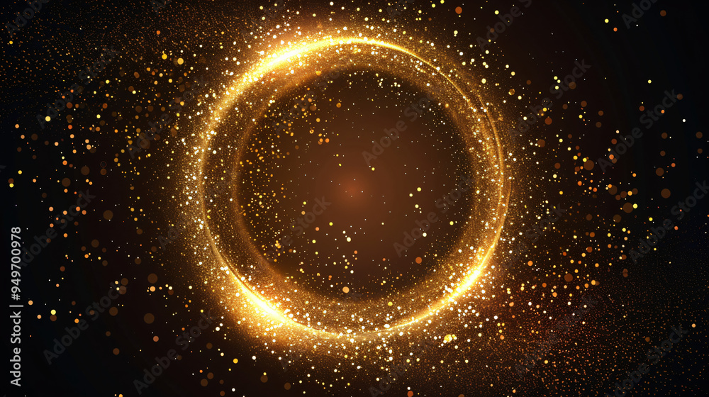 Aufkleber stunning gold ring twirls gracefully against a dark backdrop, enveloped by enchanting bokeh lights, 