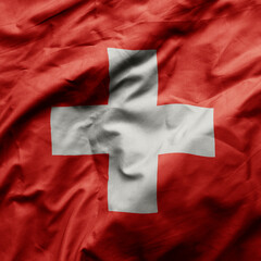 Obraz premium waving colorful realistic national flag of switzerland .