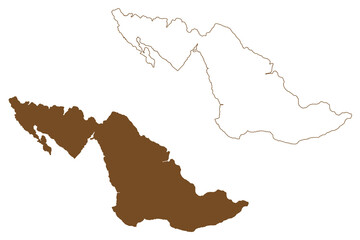 Biak island (Republic of Indonesia, Melanesia, Oceania, Schouten Islands Archipelago) map vector illustration, scribble sketch Biak map