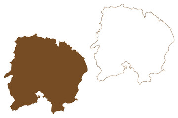 Belitung island (Republic of Indonesia, South East Asia) map vector illustration, scribble sketch Billiton map