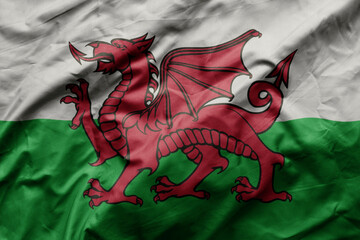 waving colorful realistic national flag of wales .