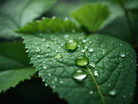close up of waterdrop on leaf background