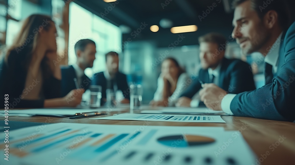 Aufkleber professional project managers group negotiating in boardroom at meeting boss discussing with creativ
