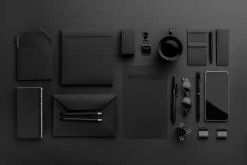 Black and dark branding mockup template set