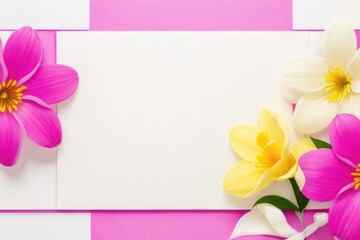 Blank white paper with a colorful flower mockup